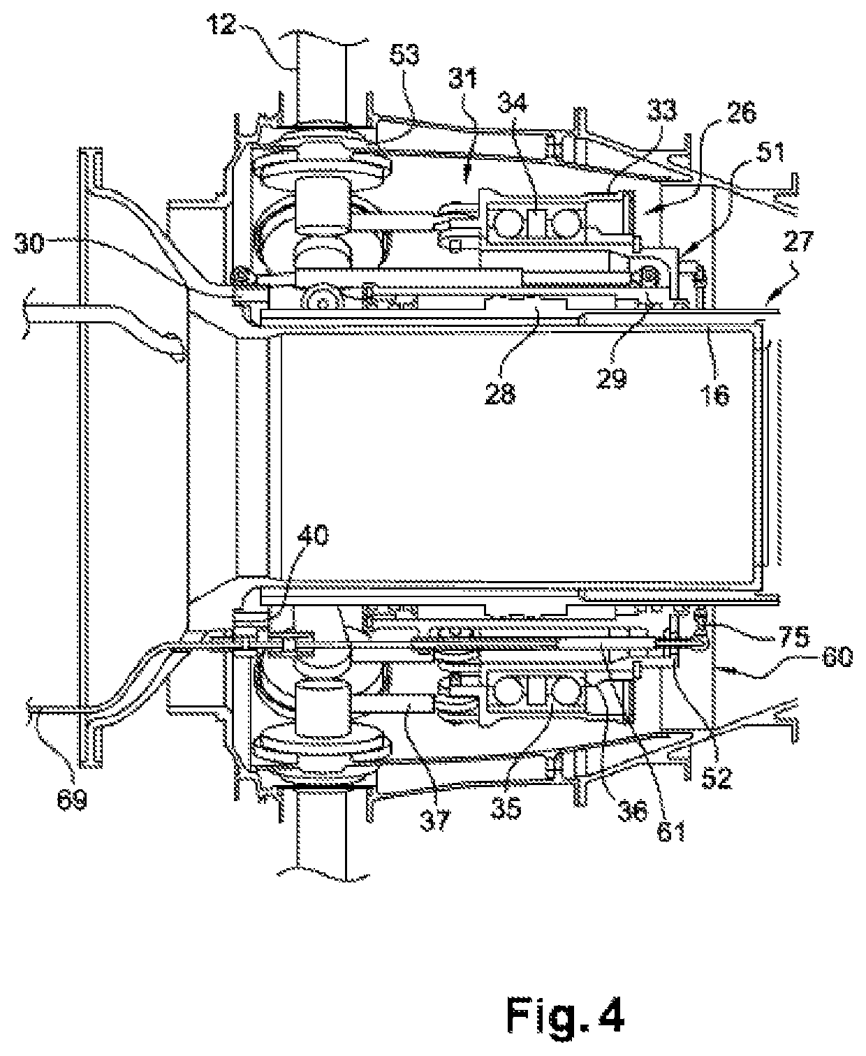 Pitch-changing system equipped with means for lubricating a load-transfer bearing