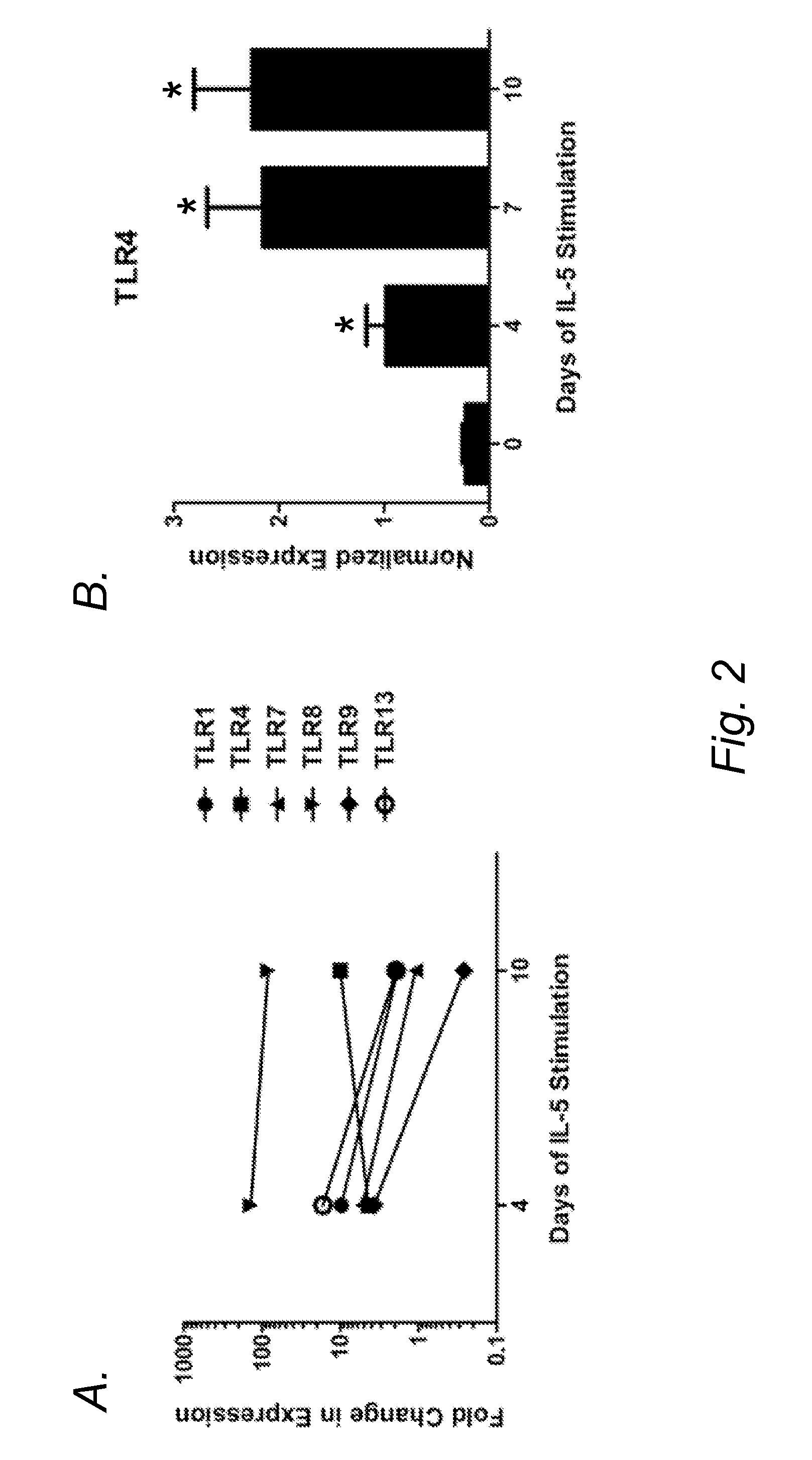 Blockade of eosinophil production by toll-like receptors