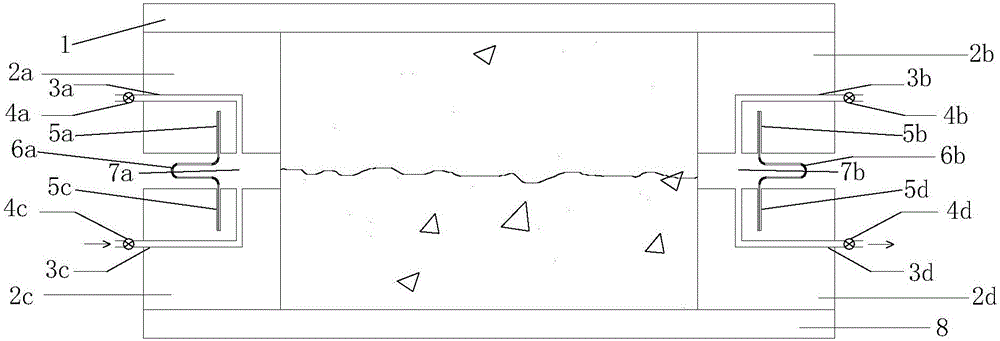 Sealing device for shear test under multi-field coupling action of rock fracture