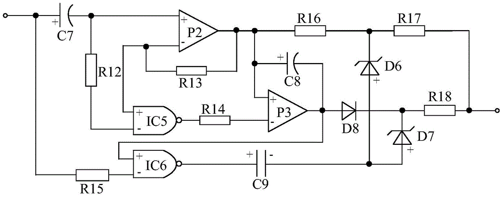 Mixed triggering type power source based on logic protection amplifying circuit