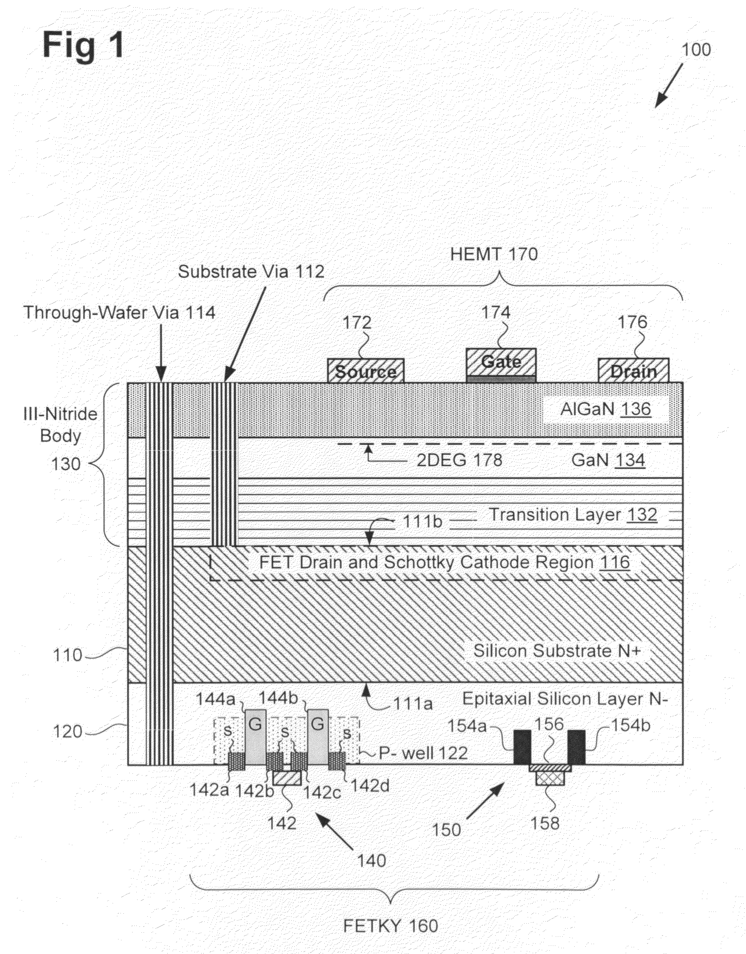 Monolithic vertically integrated composite group III-V and group IV semiconductor device and method for fabricating same