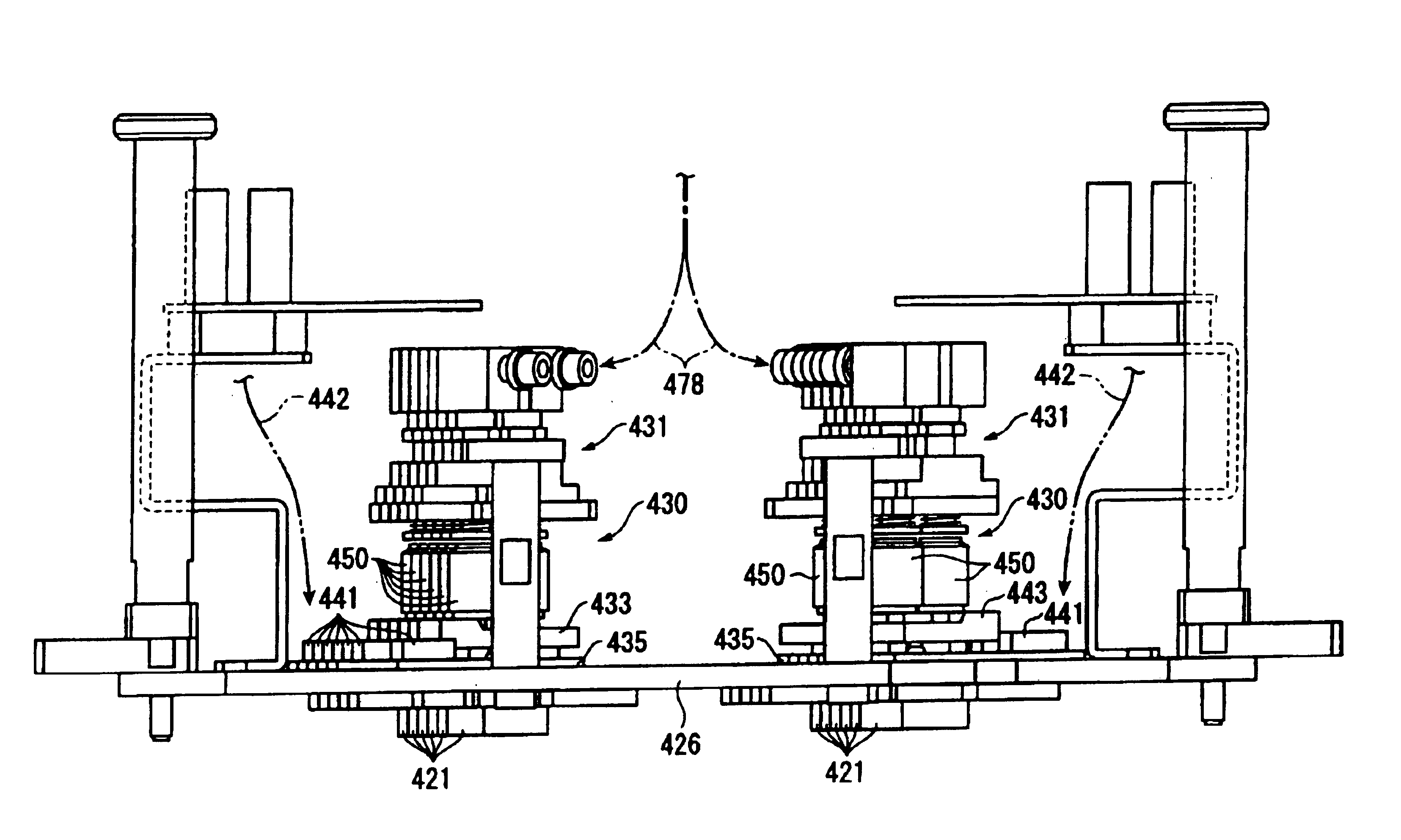 Liquid drop discharge method and discharge device; electro optical device, method of manufacture thereof, and device for manufacture thereof; color filter method of manufacture thereof, and device for manufacturing thereof; and device for incorporating backing, method of manufacturing thereof, and device for manufacture thereof