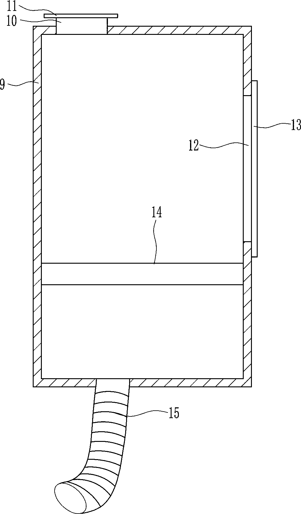 A roof drainage impurity and water separation device