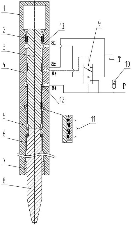 Static pressure suspension piston type hydraulic breaking hammer