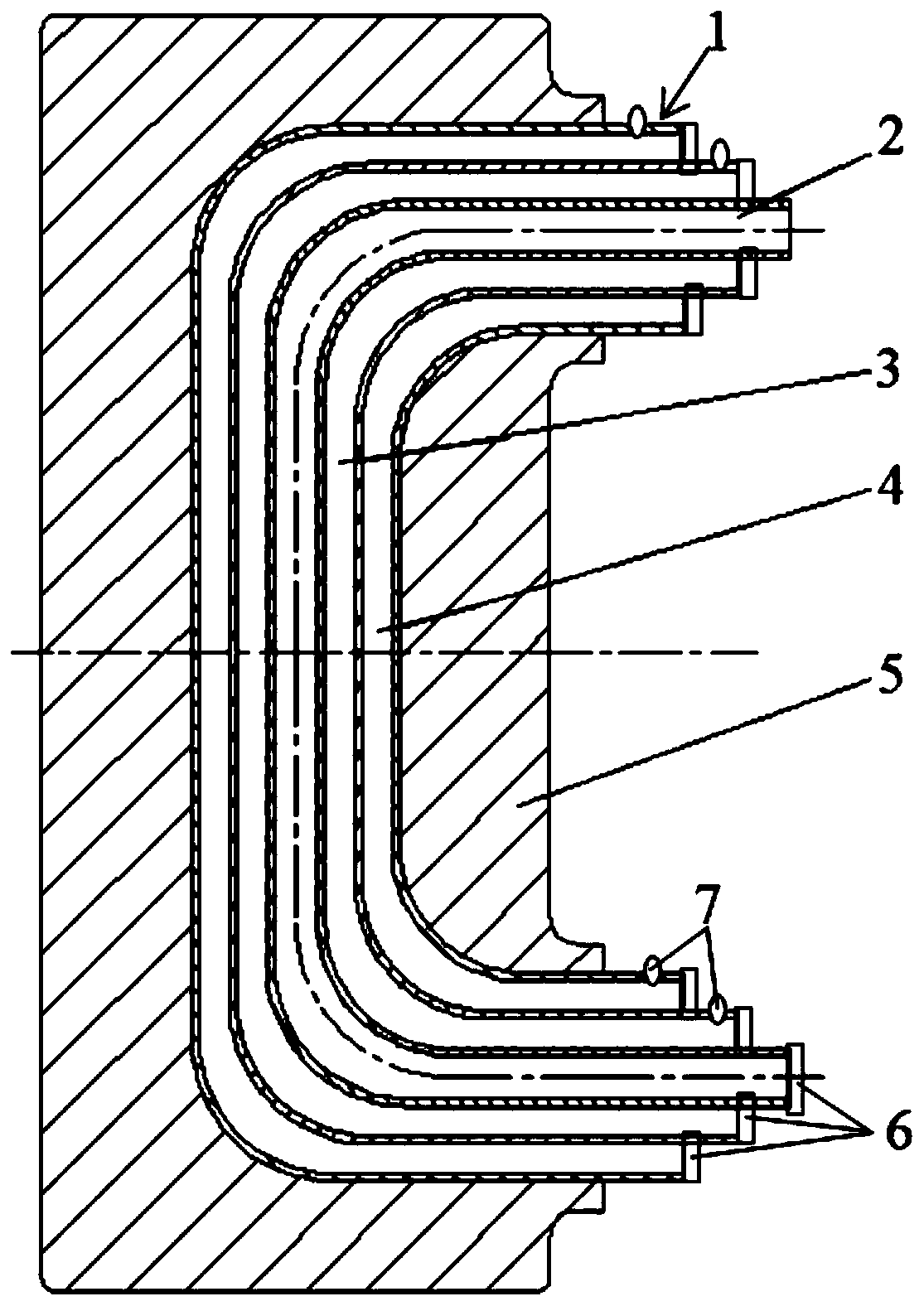 Water-saving blast furnace cooling wall structure with multiple layers of water supply pipes and application process thereof