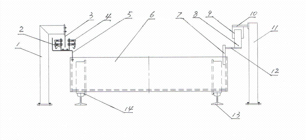 Automatic parking charging device for rail trolleys