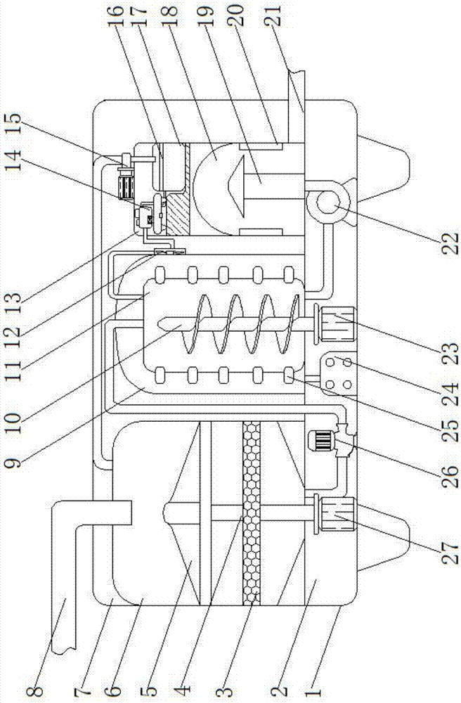 Sludge impurity-removing and drying device capable of performing efficient drying twice