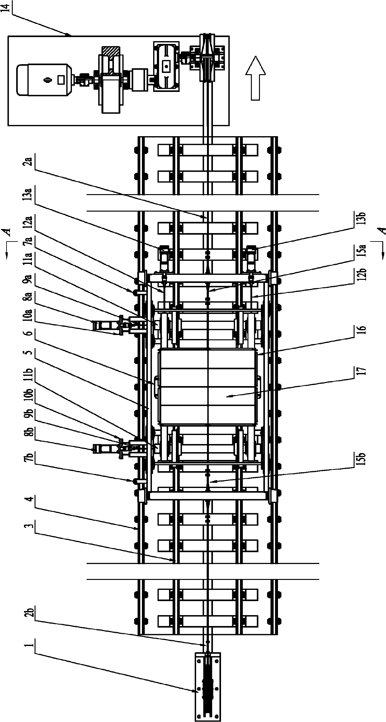 Full-scale derailing principle test stand with steering frame operating on rails