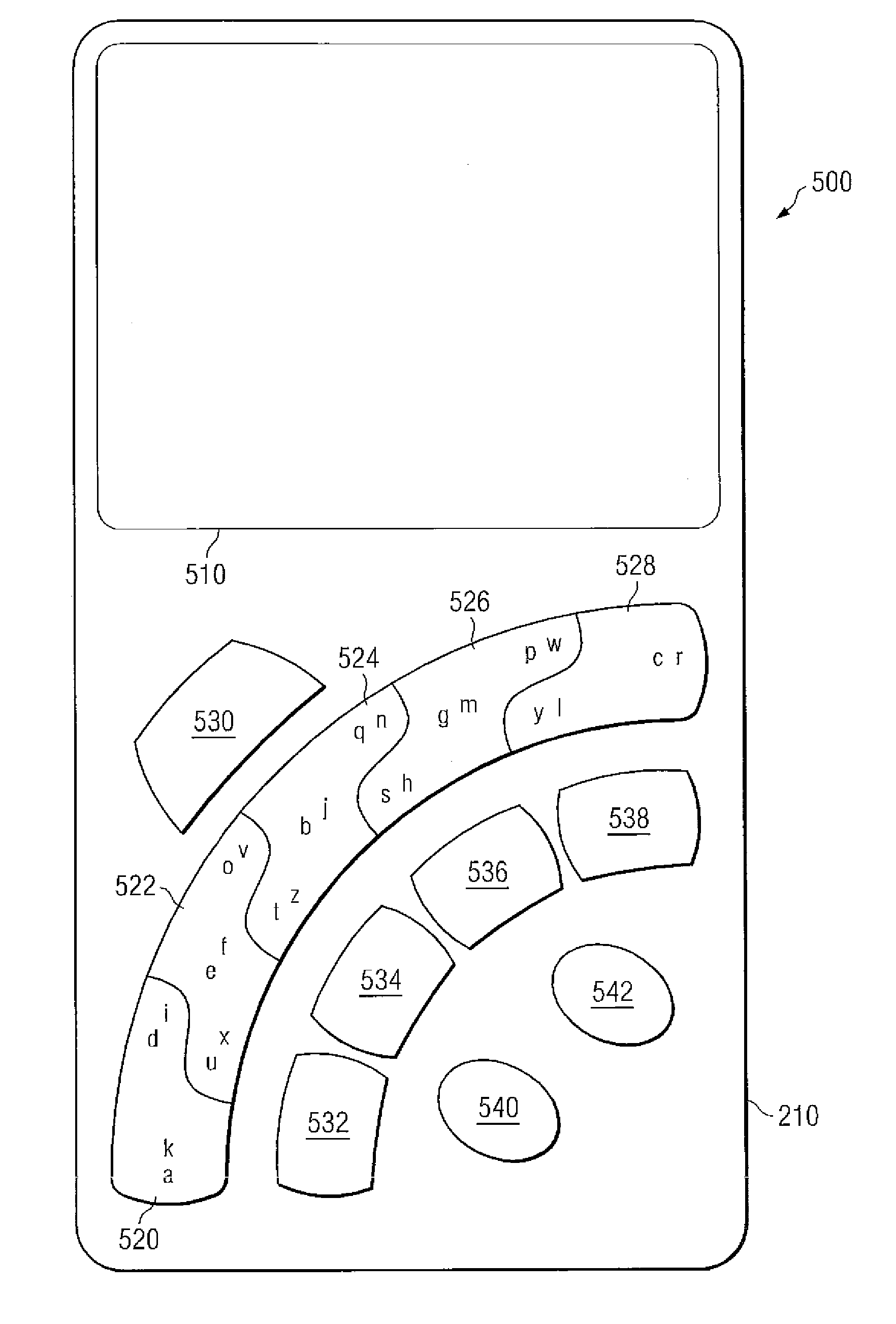 Apparatus method and system for a data entry interface