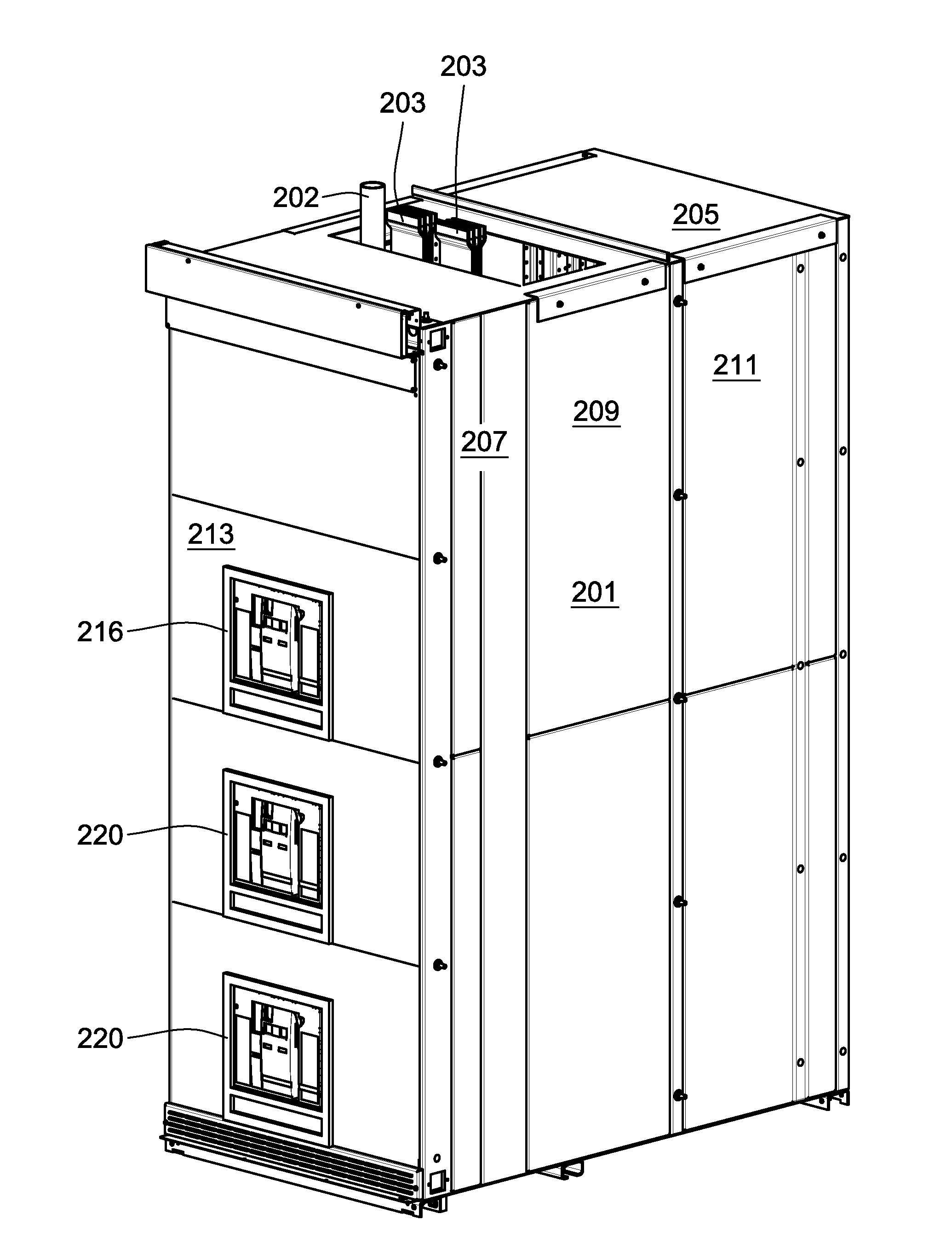 Passive arc protection for main breaker line side power conductors