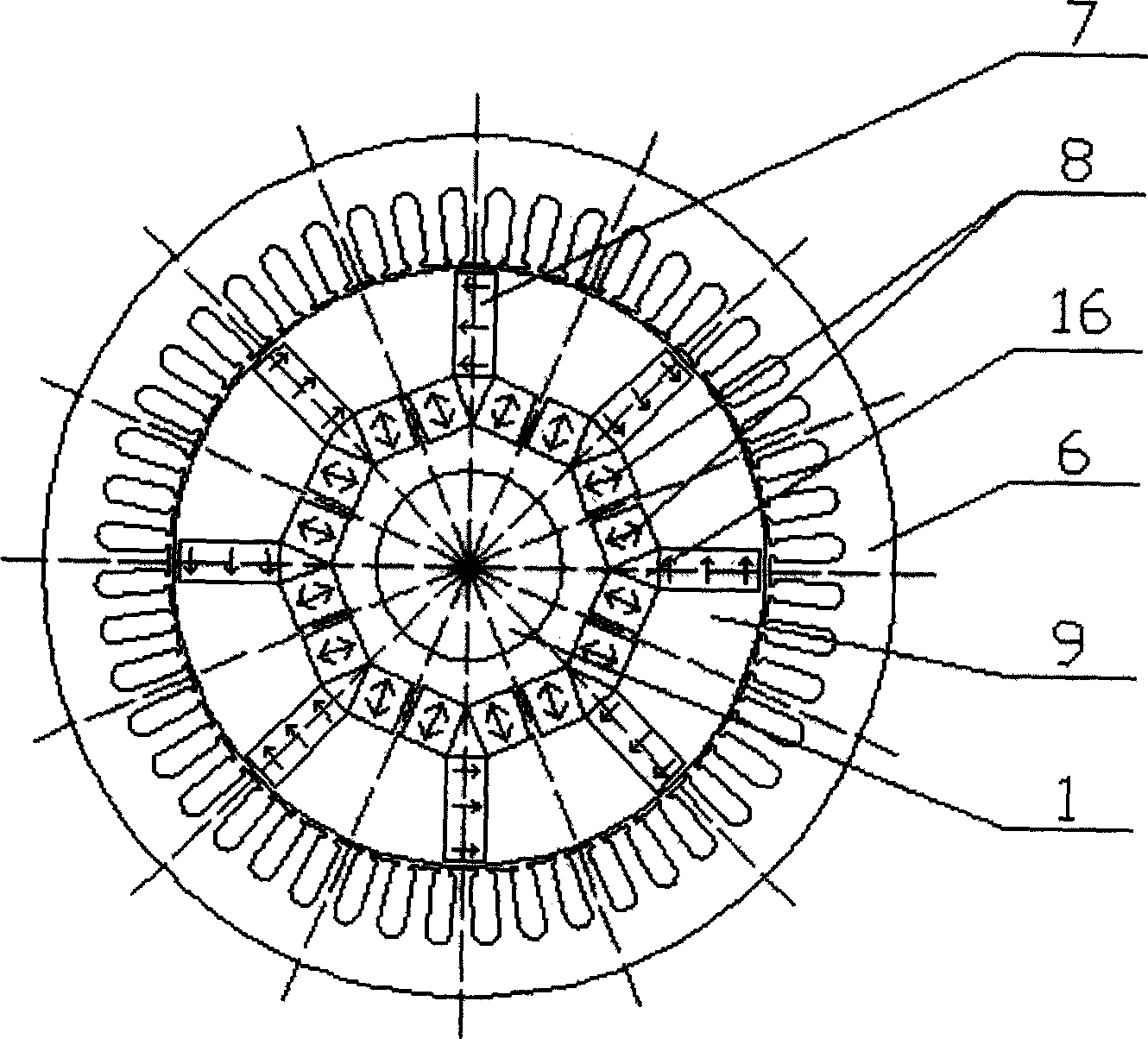 Controllable flux permanent magnetic synchronous motor of multiple pole number built-in mixed rotor magnetic path structure