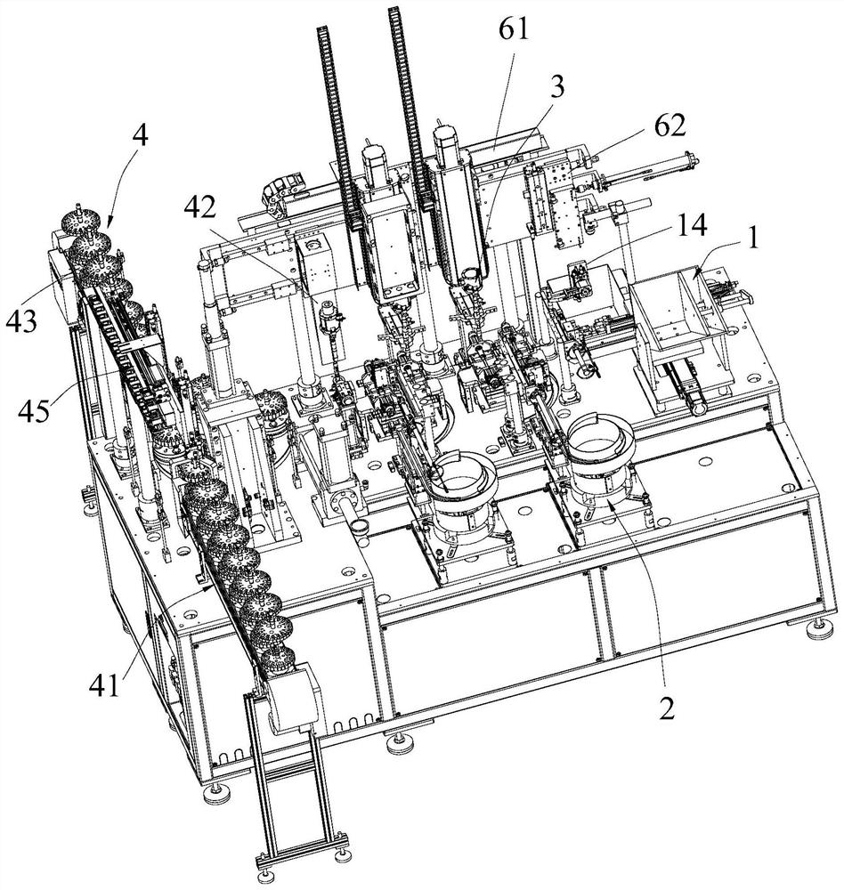 Rotating shaft, clamp spring and iron core integrated assembling device