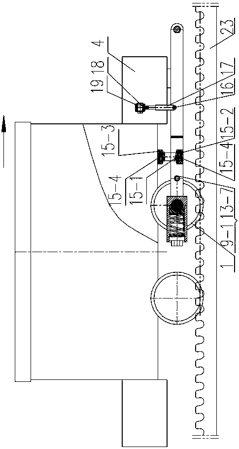 One-way hook overspeed braking mine car with toothed brake rail