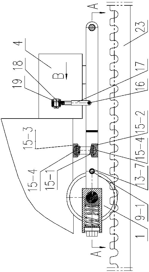 One-way hook overspeed braking mine car with toothed brake rail