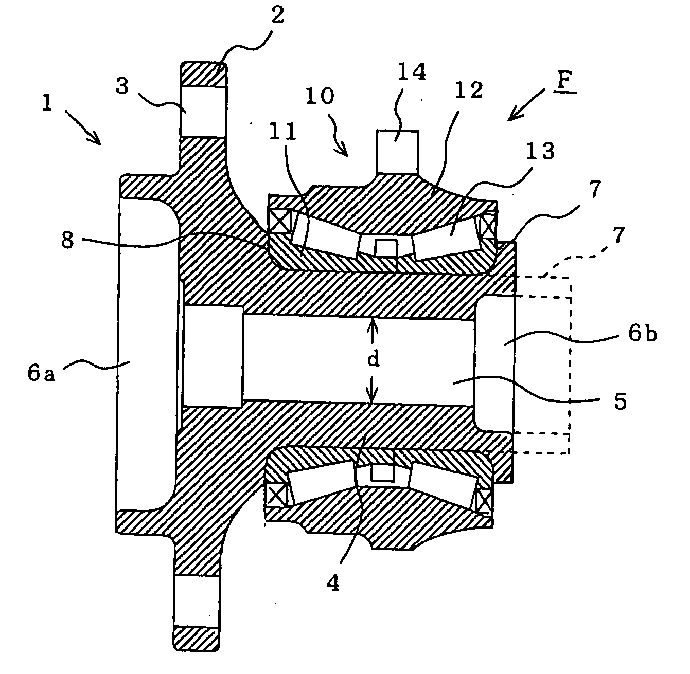 Axle bearing apparatus and method of producing hub shaft for driving wheel bearing apparatus