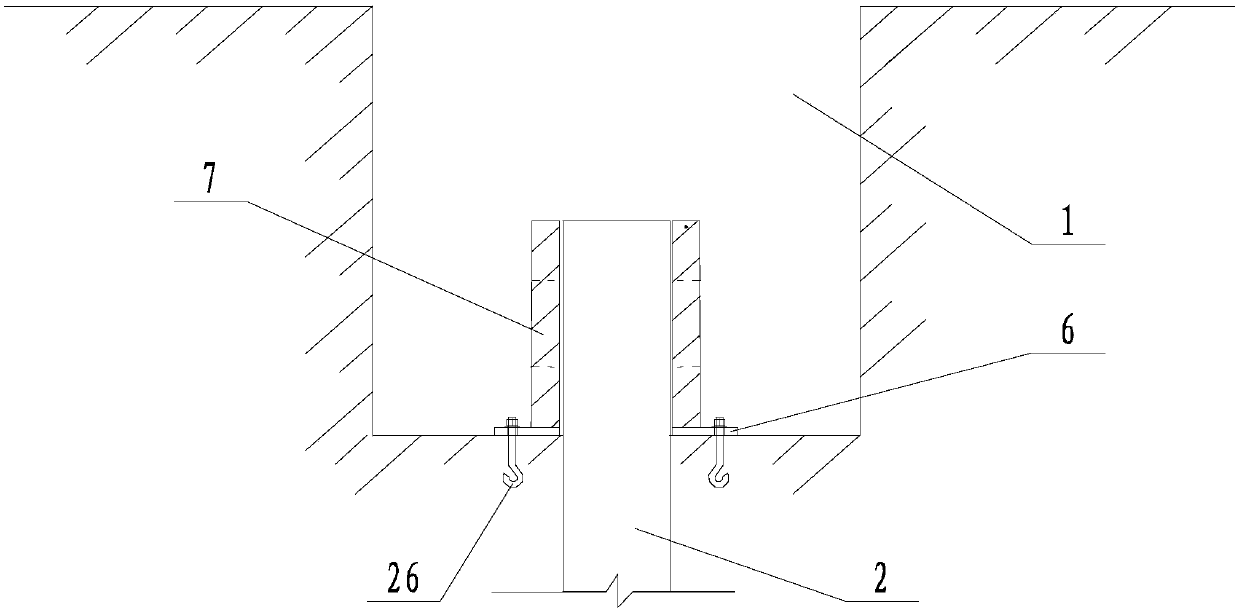 Mounting structure and mounting method of deep well pump pipe in civil air defense room of comprehensive building