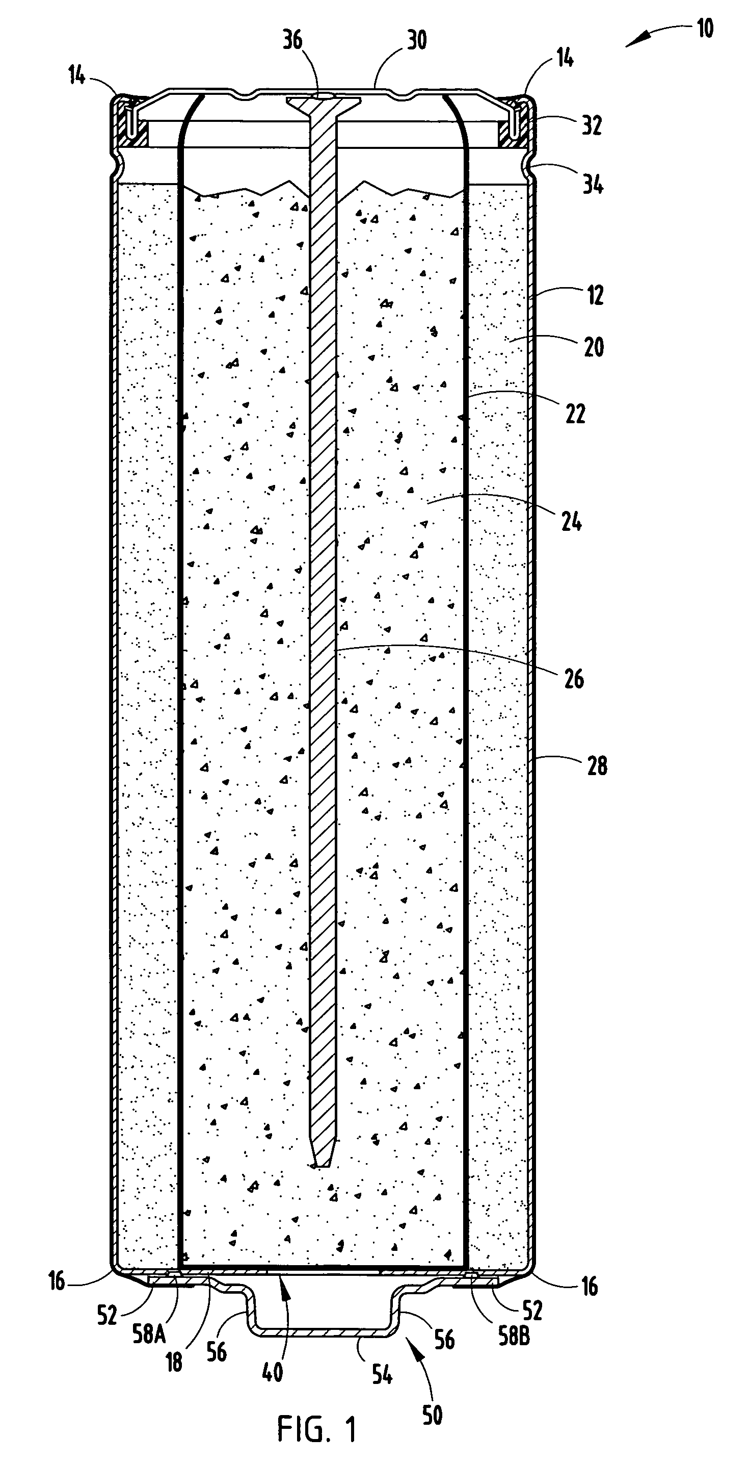 Battery container having cruciform vent and cover