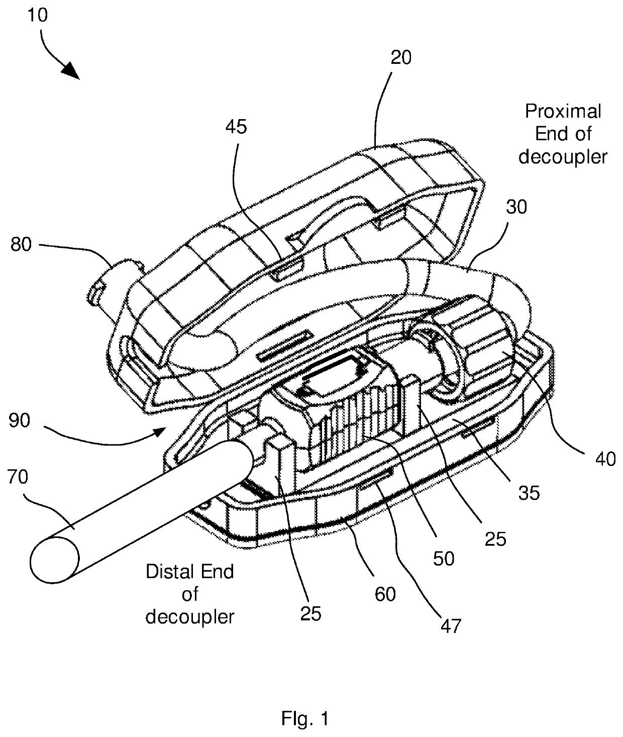 Catheter decoupling device