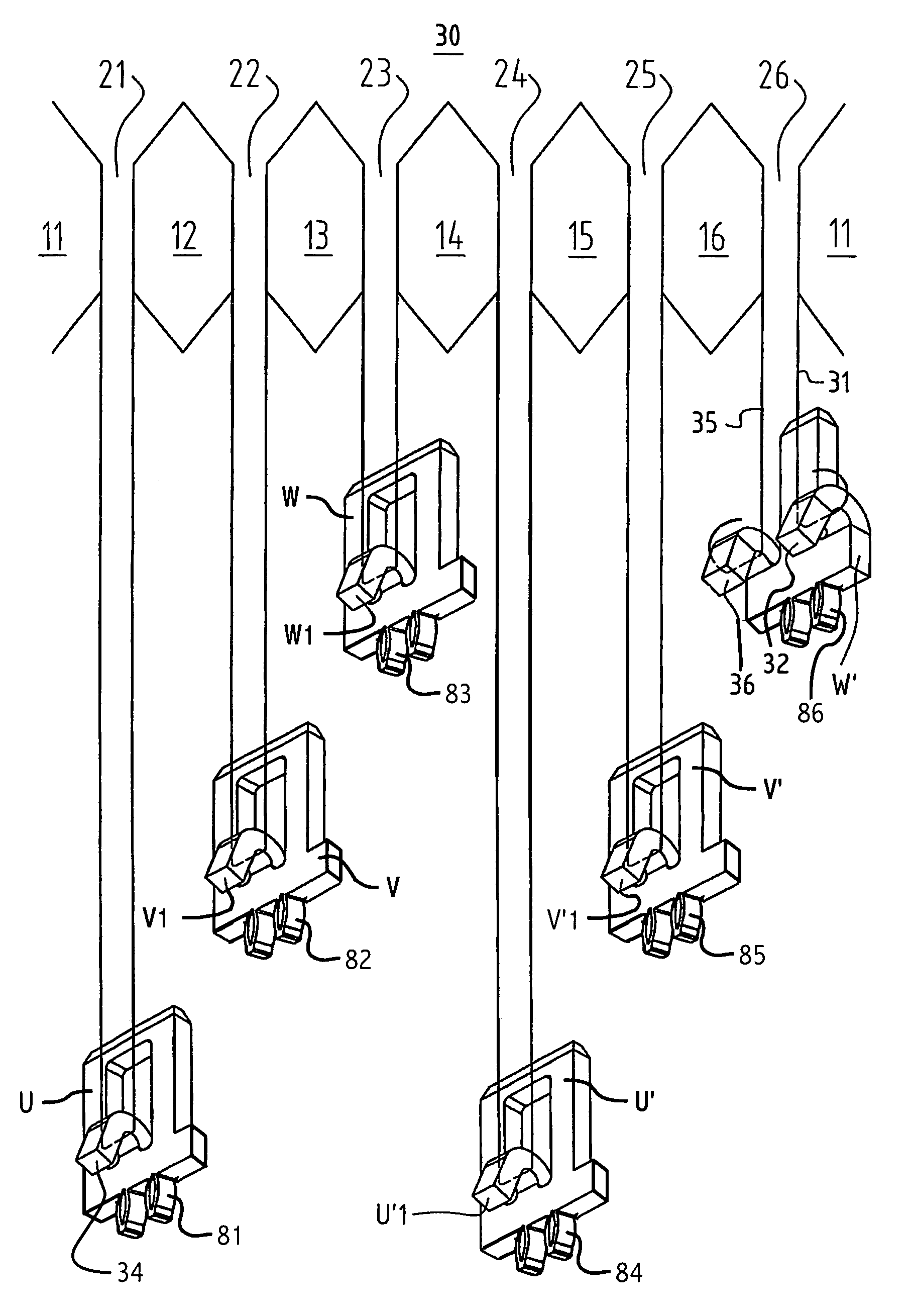 Electric motor having electrical connecting elements for connection to winding leads