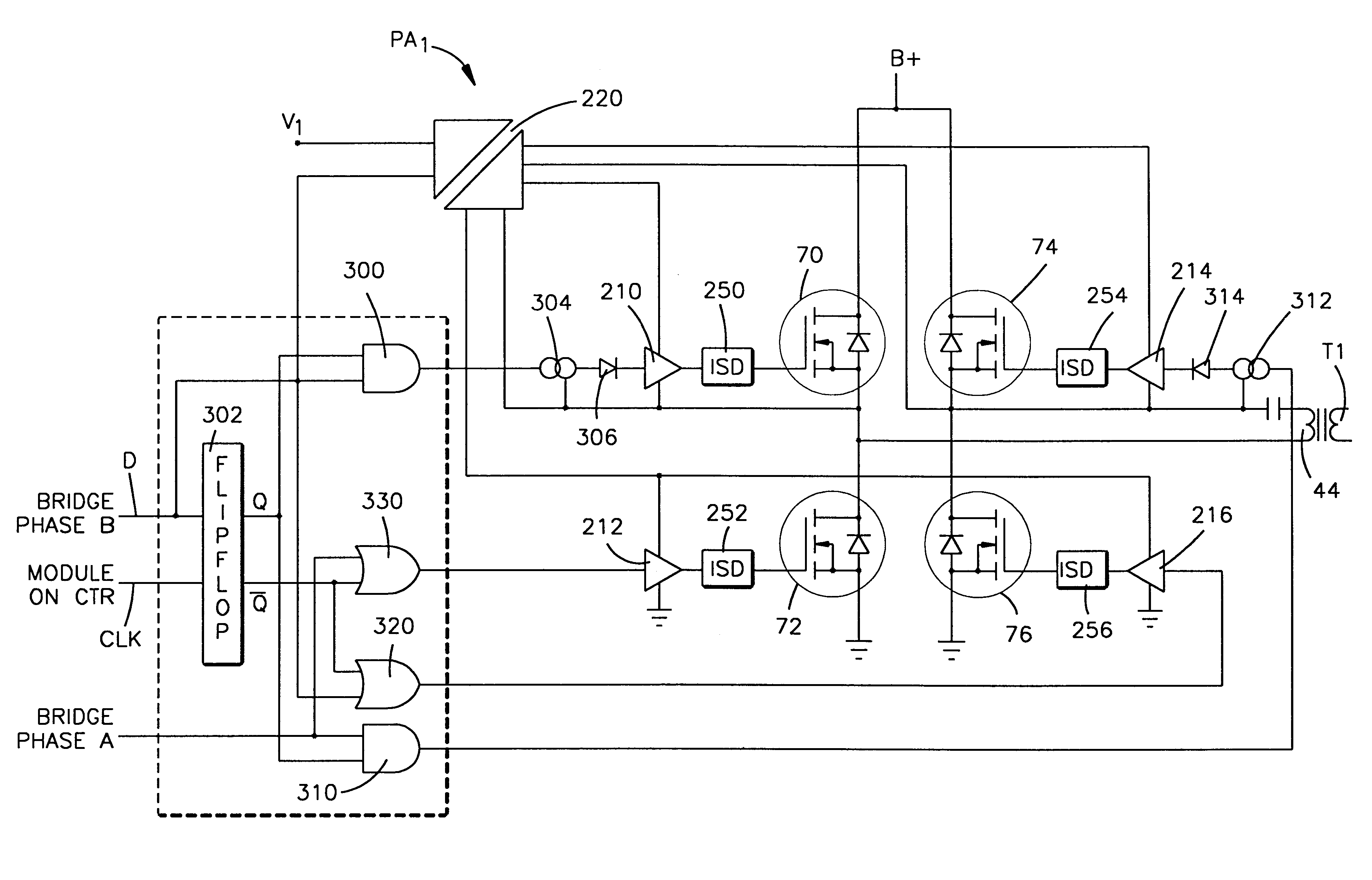 RF power amplifier having synchronous RF drive