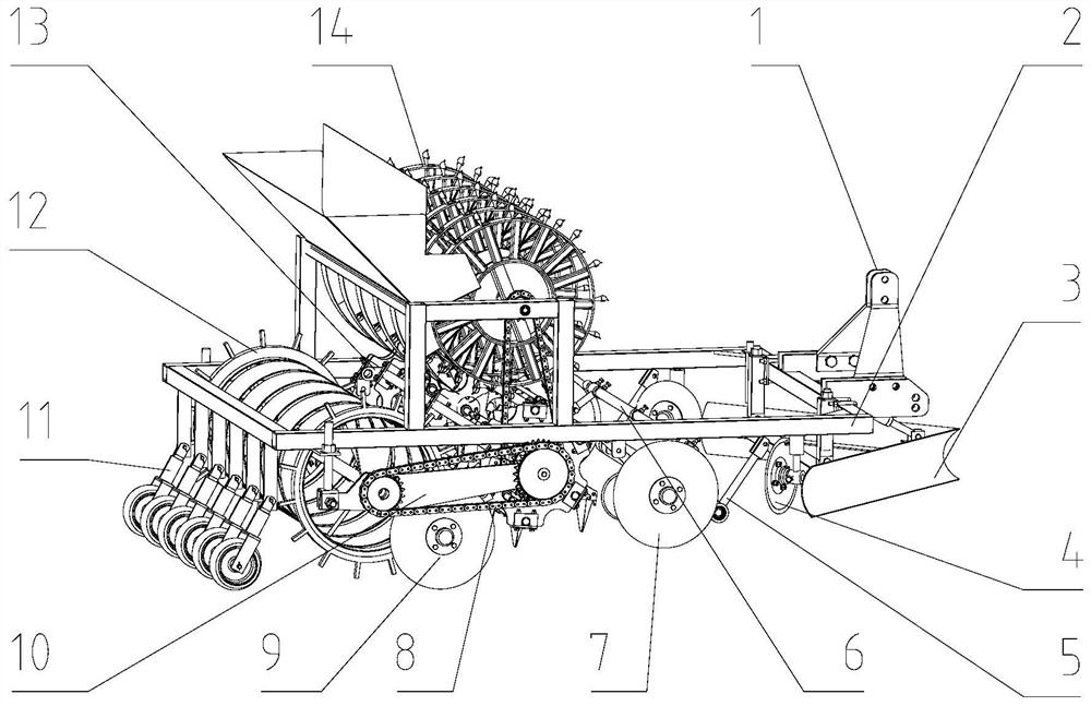 Inner channel type seed taking and direction changing device and on-film garlic planting machine