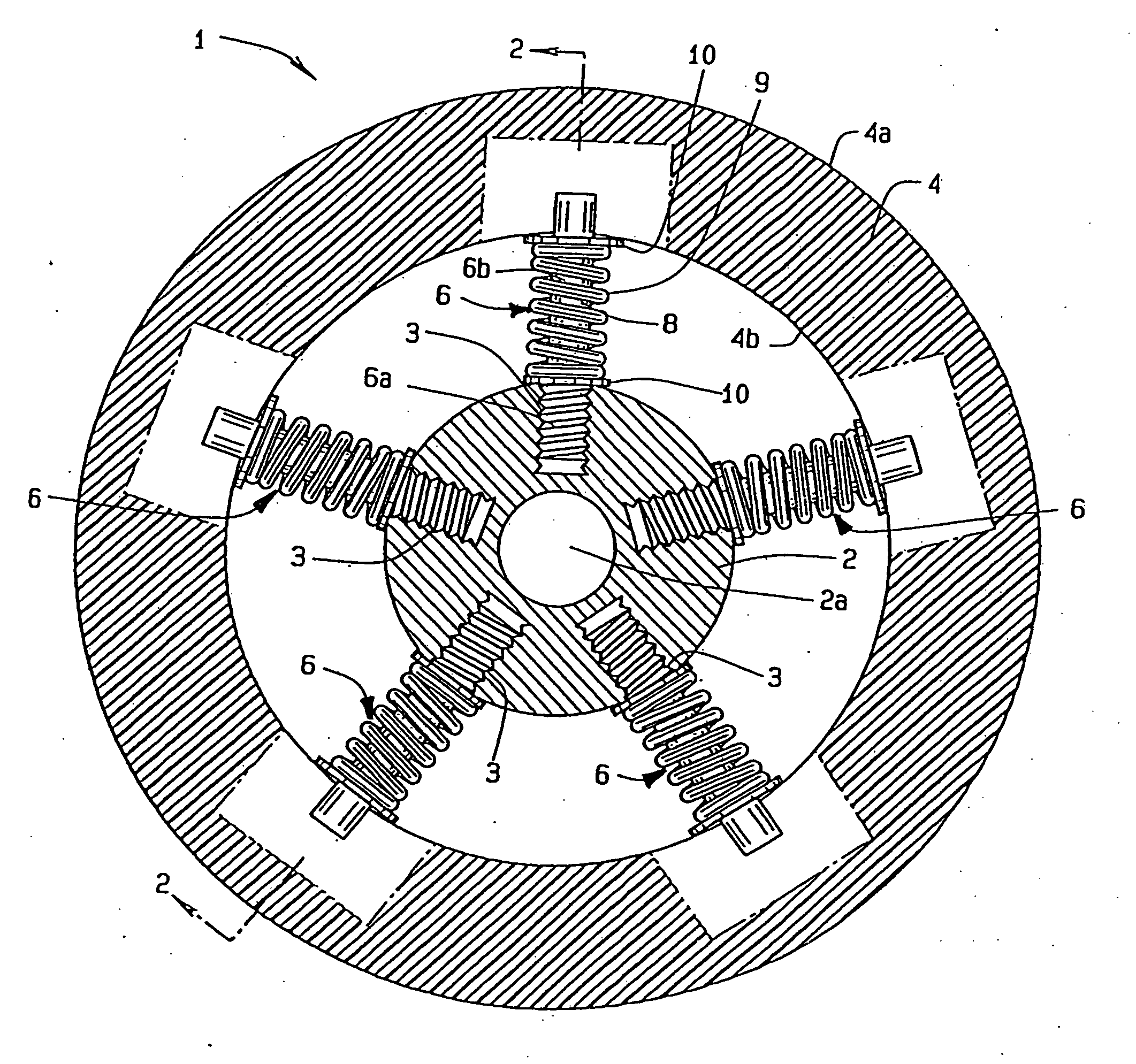 Internal wheel suspension system with shock absorption