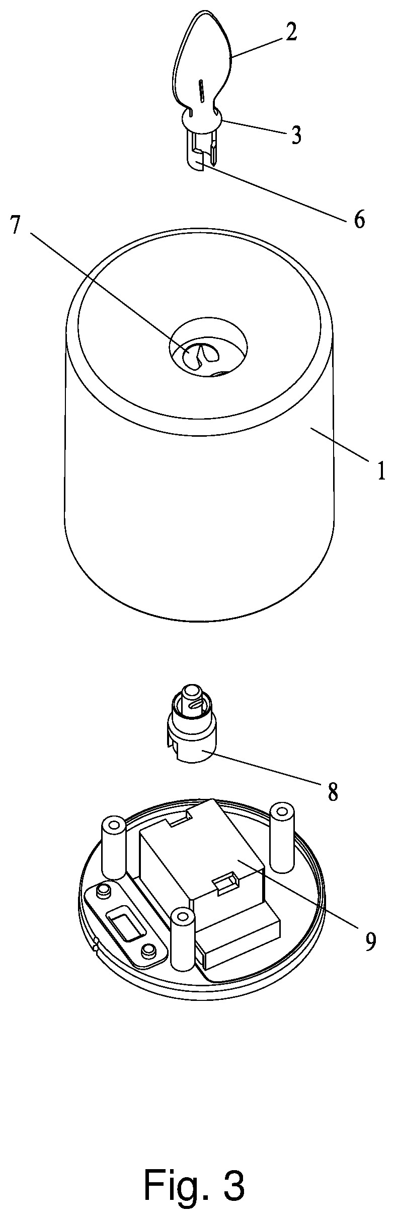 Flame-shaped chip and flameless candle