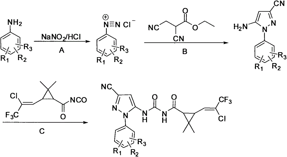 Pyrazole compound containing chrysanthemic acid structure and preparation method and purpose of pyrazole compound