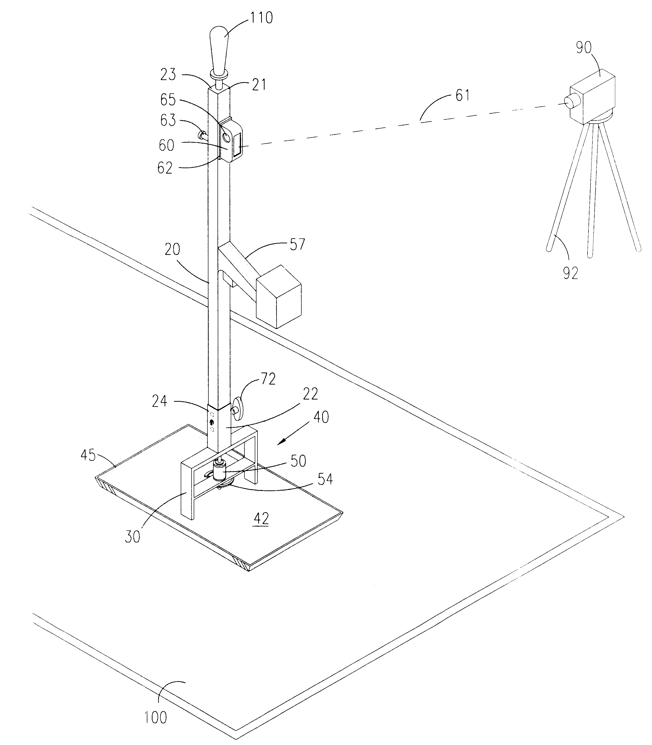 Portable, oscillating grade determinant apparatus incorporating laser signal receiver