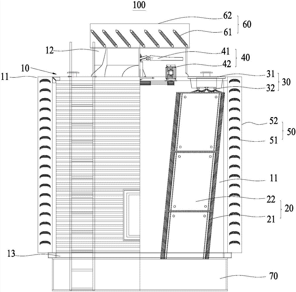 Noise reduction type cooling tower additionally provided with air inlet and outlet silencers