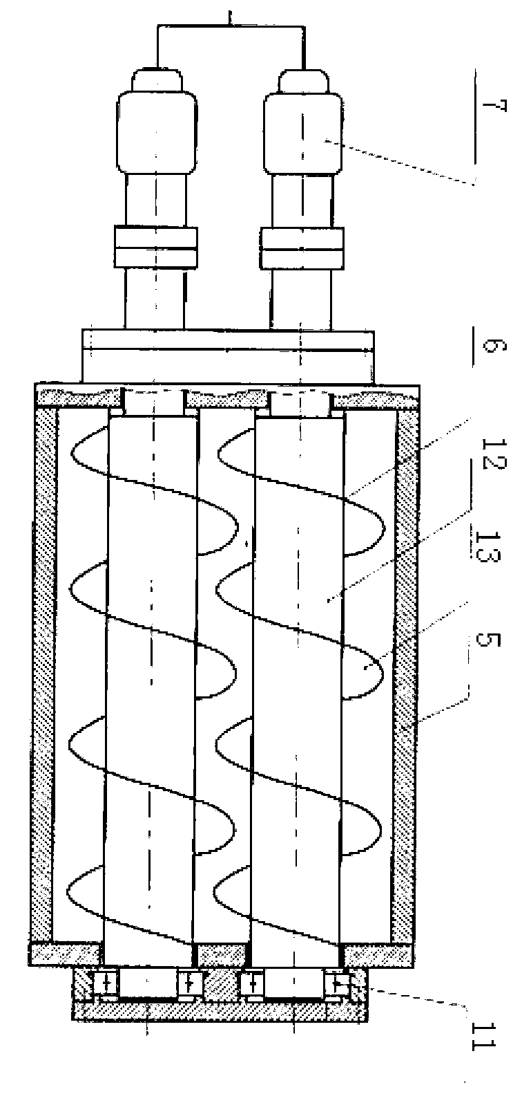 Continuous double-helix asynchronous rubber powder plasticization device