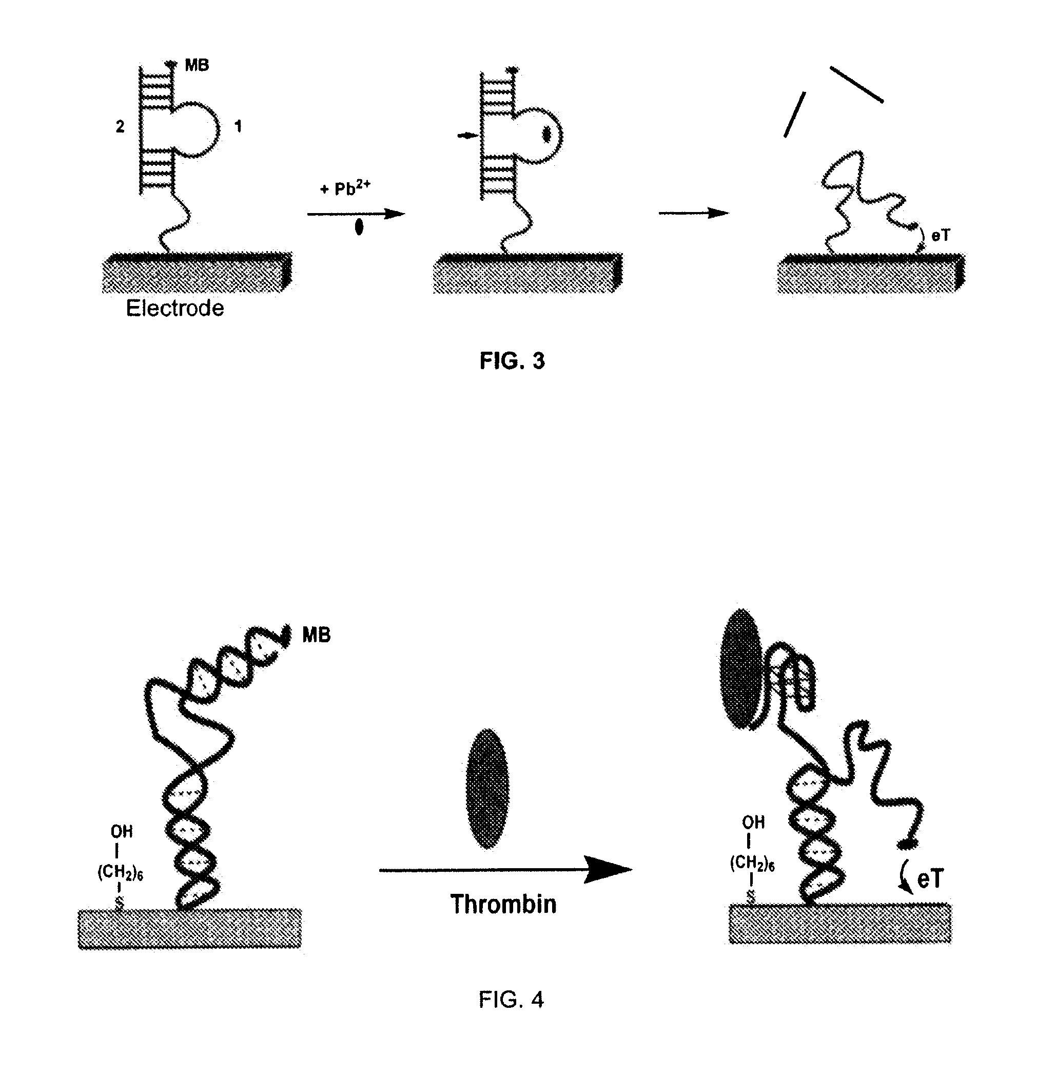 Signal-on architecture for electronic, oligonucleotide-based detectors