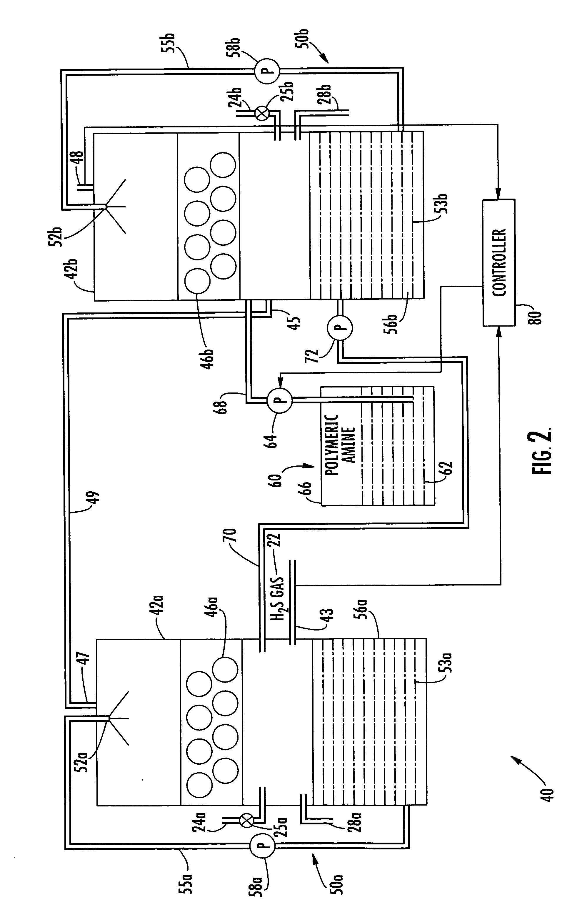 Hydrogen sulfide scrubber using polymeric amine and associated methods