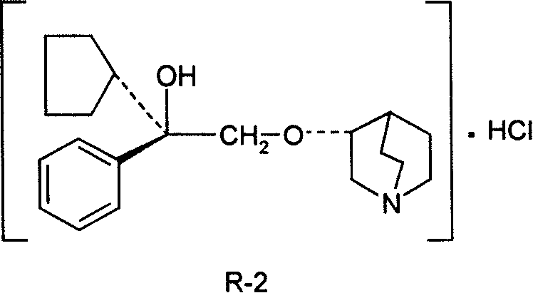 Pharmaceutical composition containing (3S, 2'R)-3-(2'-hydroxy-2'-cyclopentyl-2'-phenylethoxy) quinuclidine hydrochloride and uses thereof