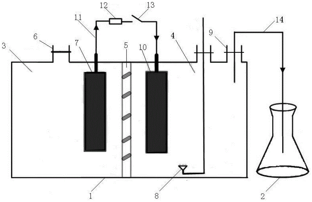 Device and method for removing and recycling ammonia nitrogen in sewage by means of microbial fuel cell