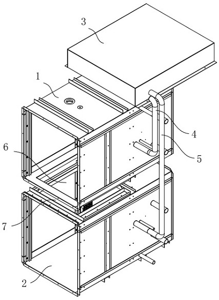 Composite impact box provided with air buffering box and beneficial to temperature leveling