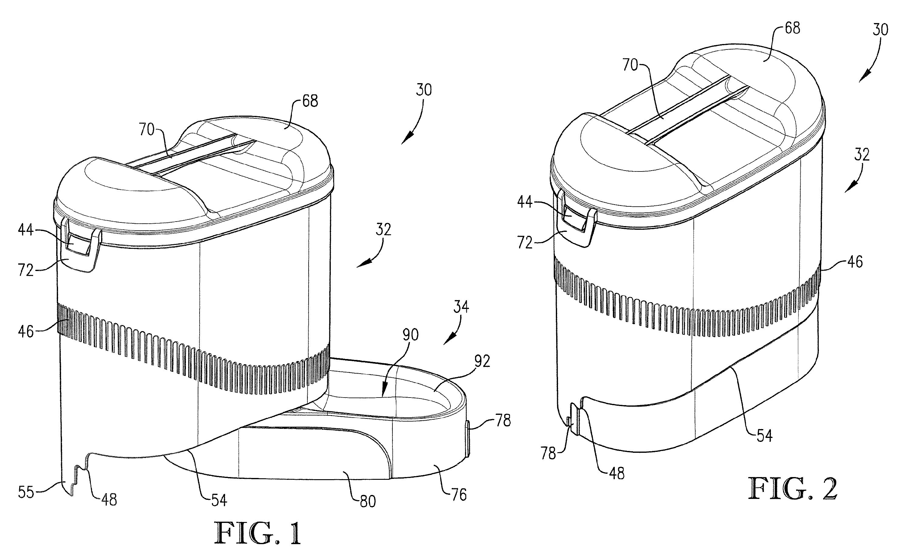 Pet water or food storage unit with stowable bowl