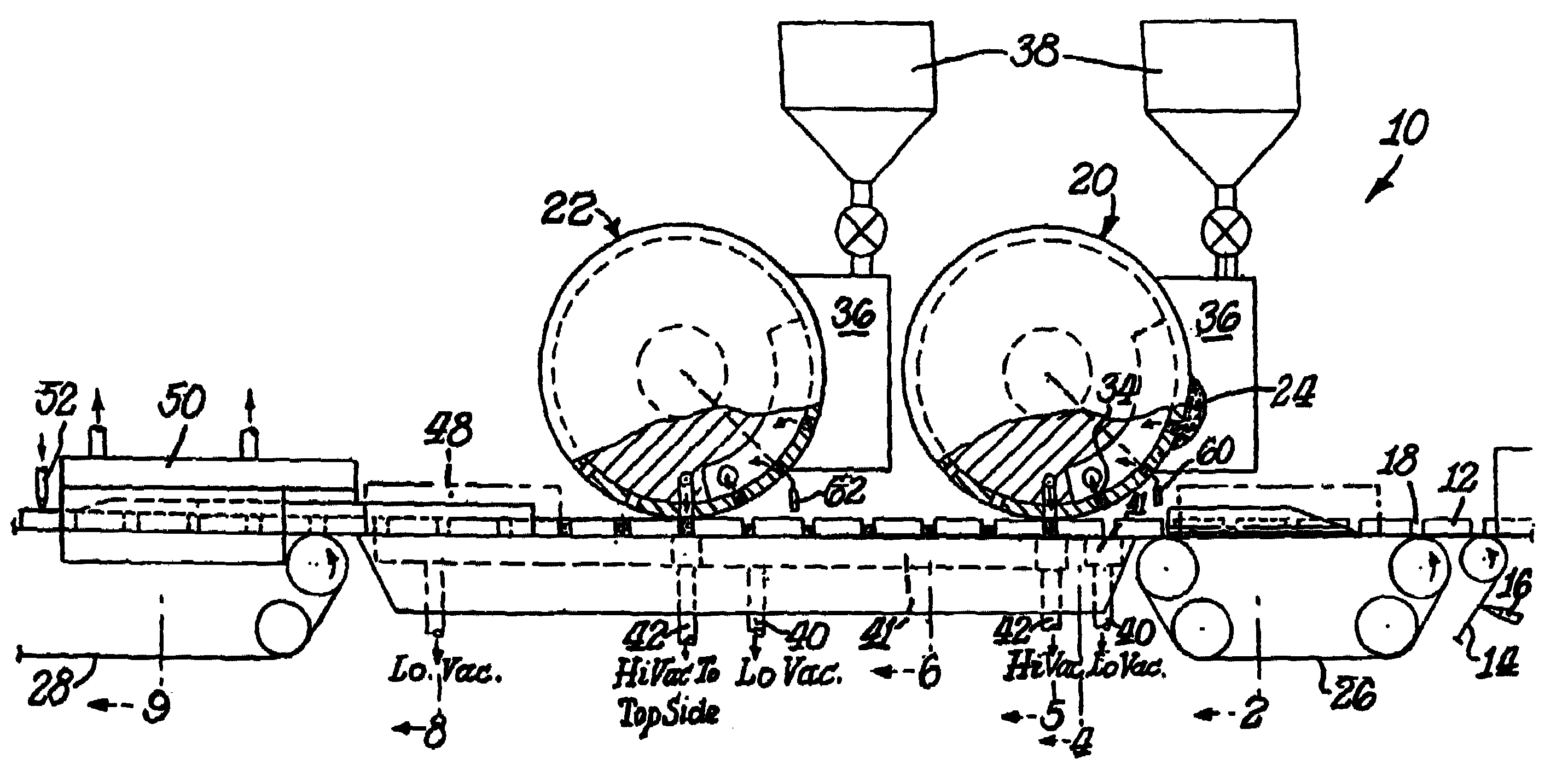 Dual station applicator wheels for filling cavities with metered amounts of particulate material