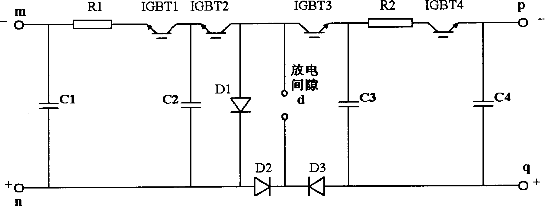 Method of high recurrent frequency pulse laser induction electrode directional discharge and application of said method