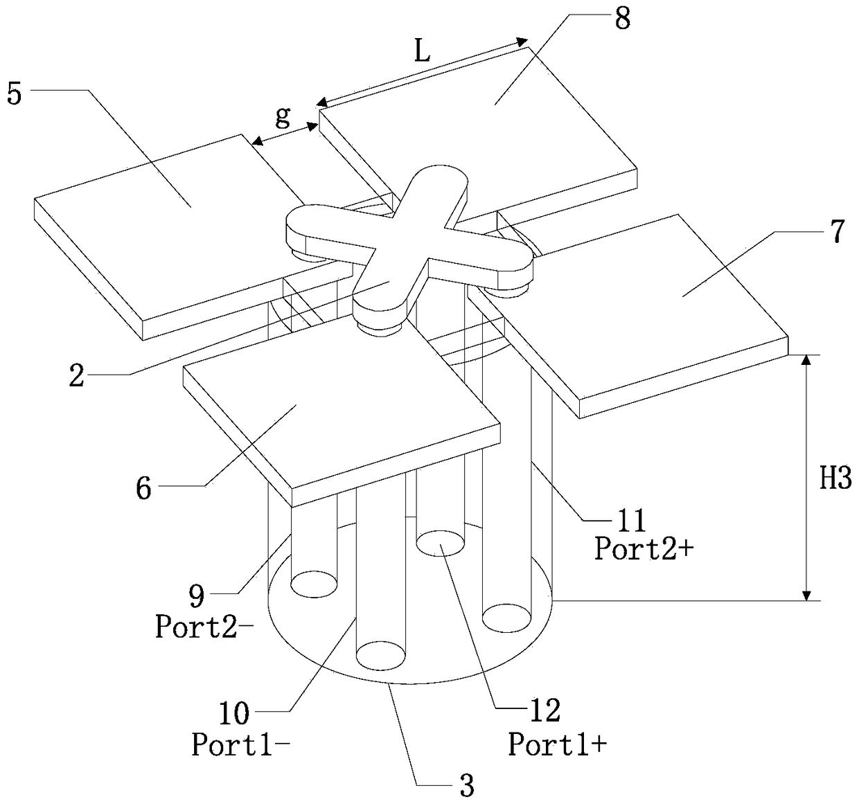 Differential broadband dual-polarized base station antenna with improved cross-polarization ratio