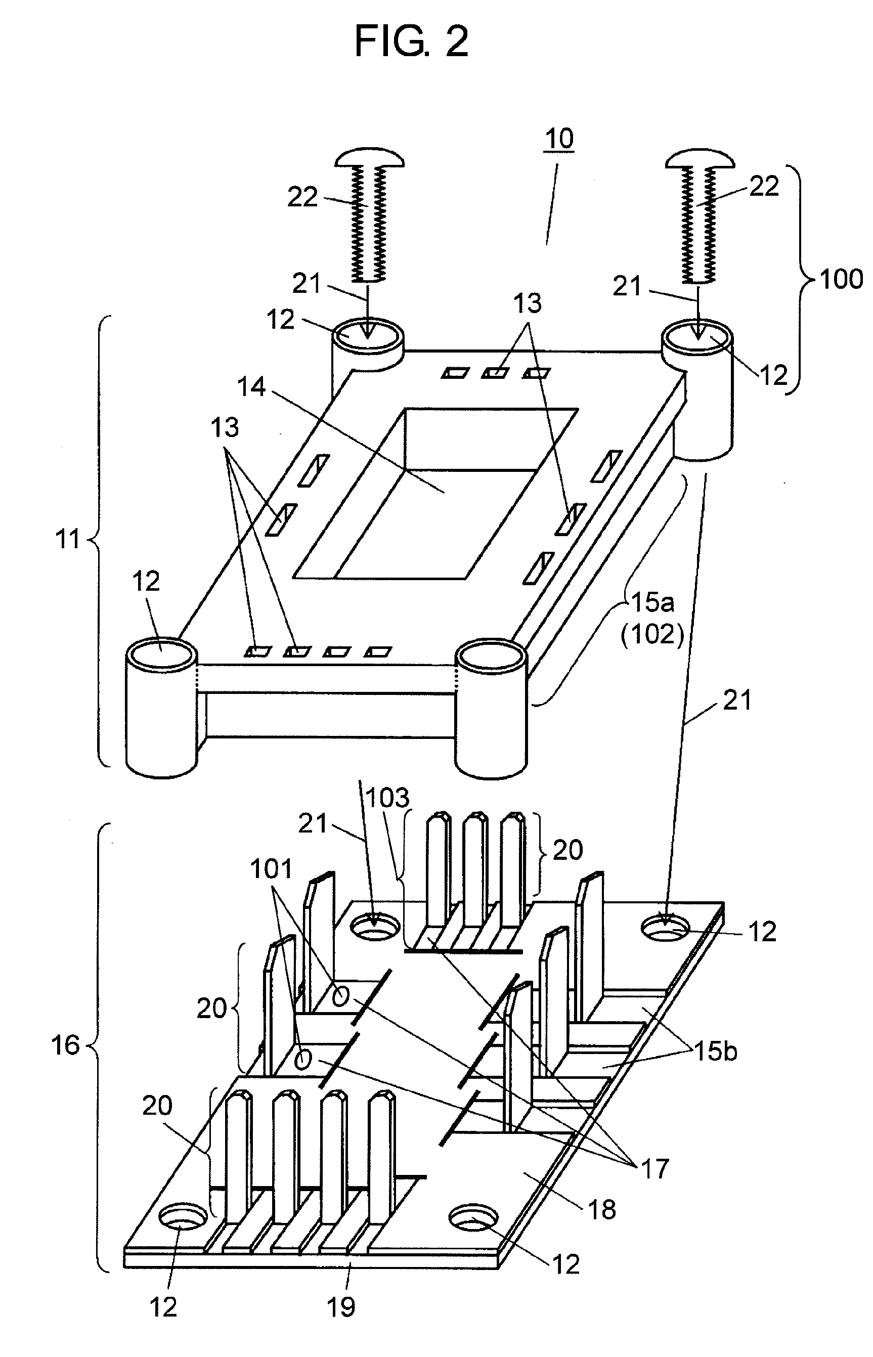 Heat dissipating structure base board, module using heat dissipating structure base board, and method for manufacturing heat dissipating structure base board