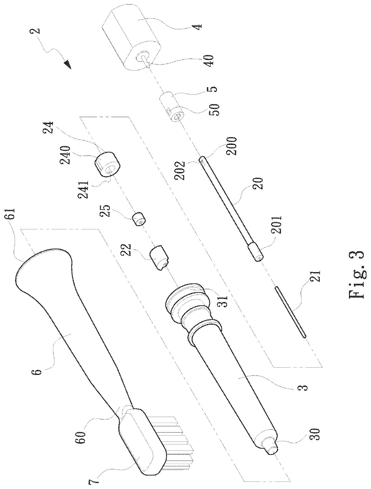 Vibration structure of electrical toothbrush