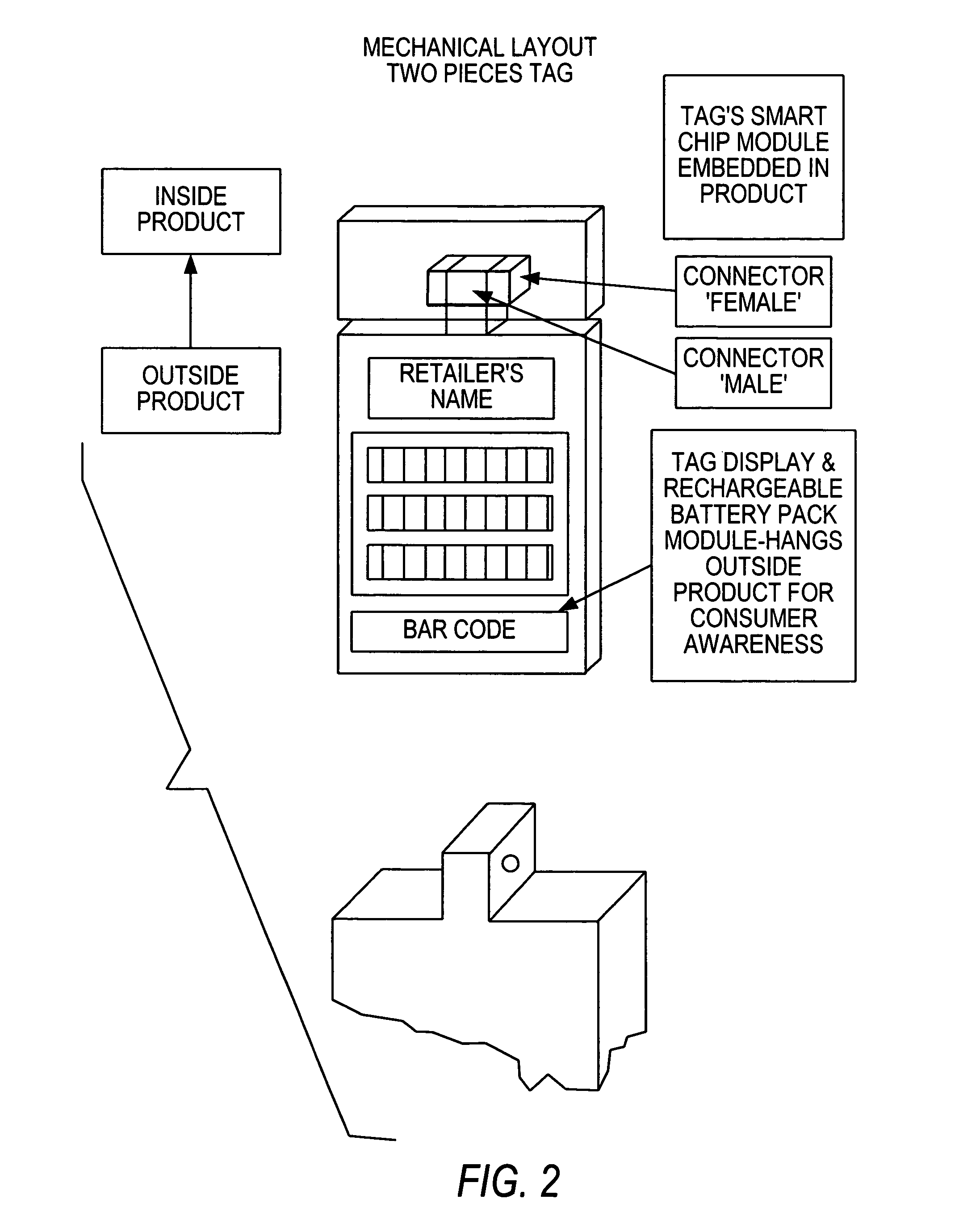 Remote controlled separable electronic price tag