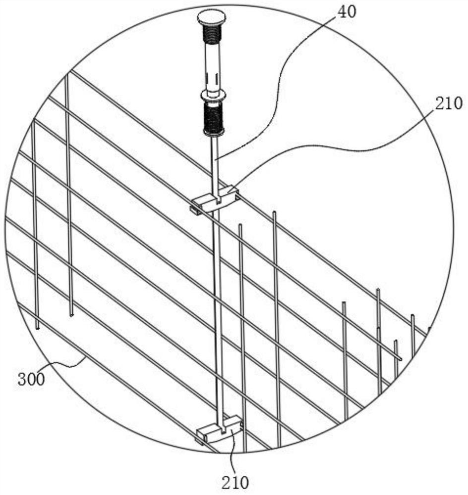 Automatic drill rod rotating mechanism, mesh cage hanging device and wallboard production system