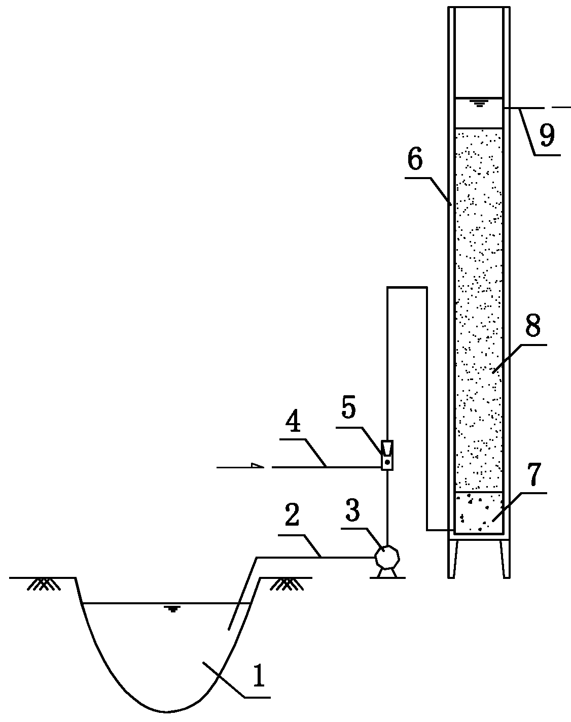 Method for depriving nitrogen nutritive salt in surface water