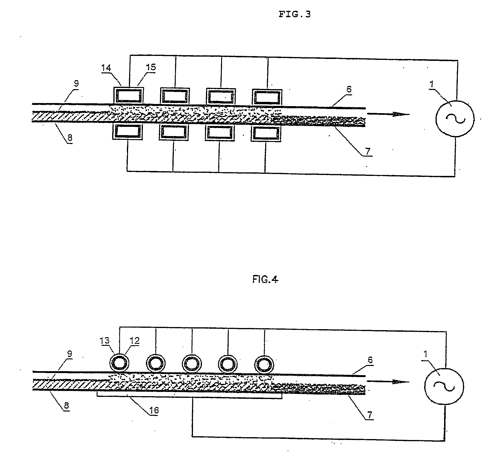 Process for impregnating a fibrous, filamentary and/or porous network with powder using electrodes subjected to an AC electric field