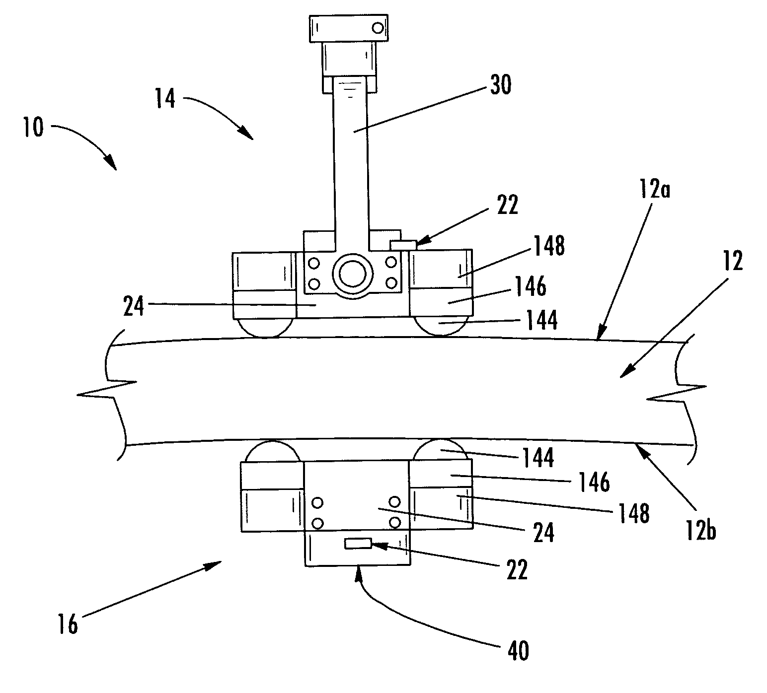 Magnetically attracted inspecting apparatus and method using a ball bearing