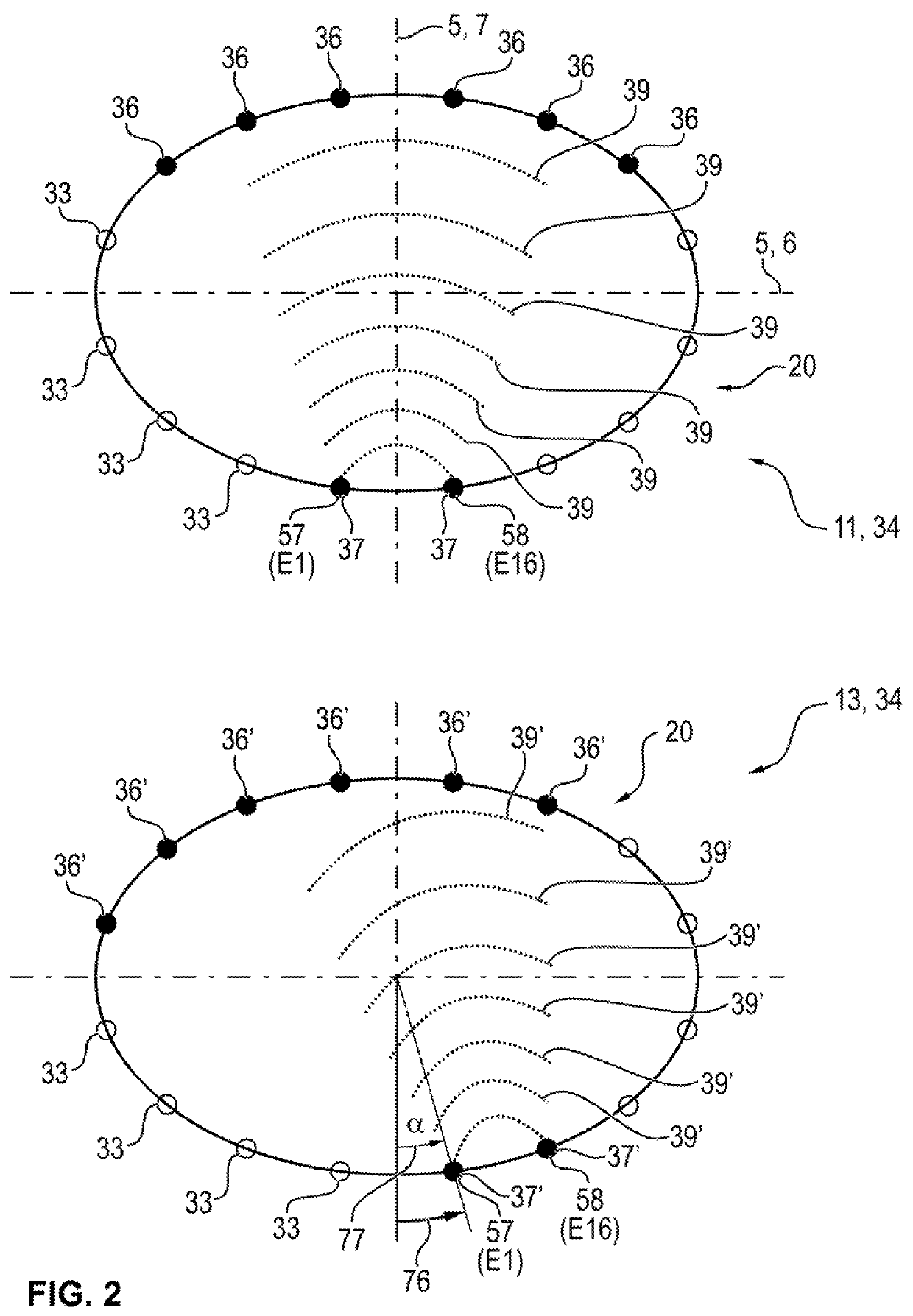 Device and method for determining an axial twist position of an electrode array for electrical impedance tomography