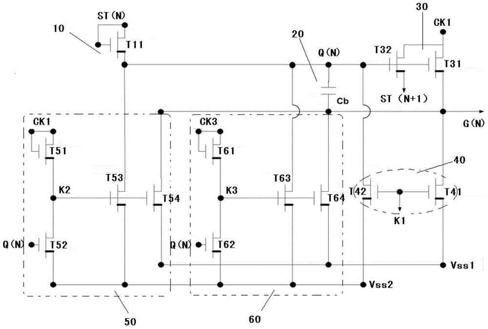 Grid drive circuit and array substrate and display panel thereof