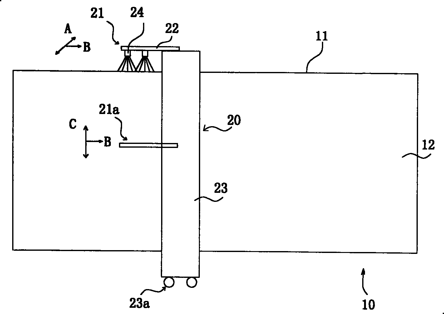 Spray device, system and method of using it on spray container pallet part